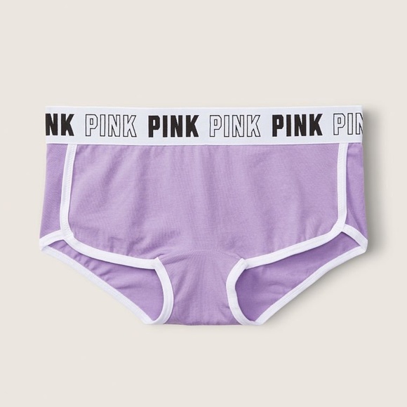 Victoria's Secret PINK Logo Boyshort Panty Chalk Violet Small NEW - Picture 4 of 6